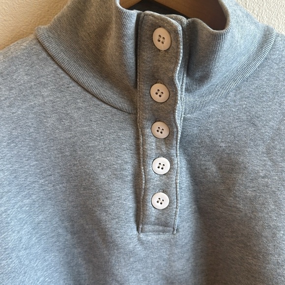 NSF French Terry Sweater Size Medium Gray Funnel Neck Half Button Front - Picture 5 of 13